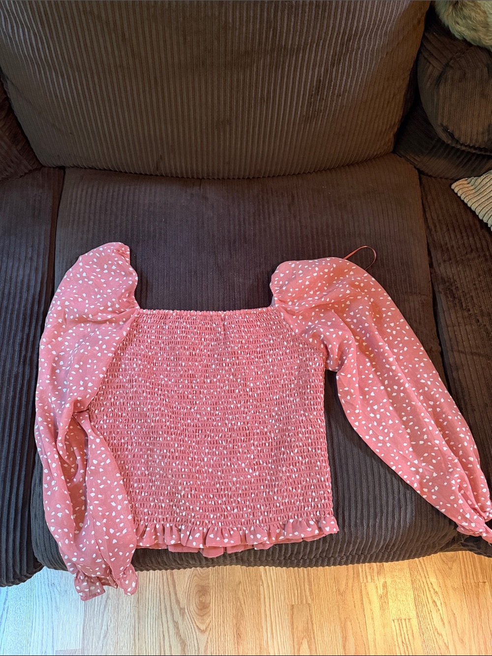 Lush Pink Smocked Puff-Sleeve Crop Top
